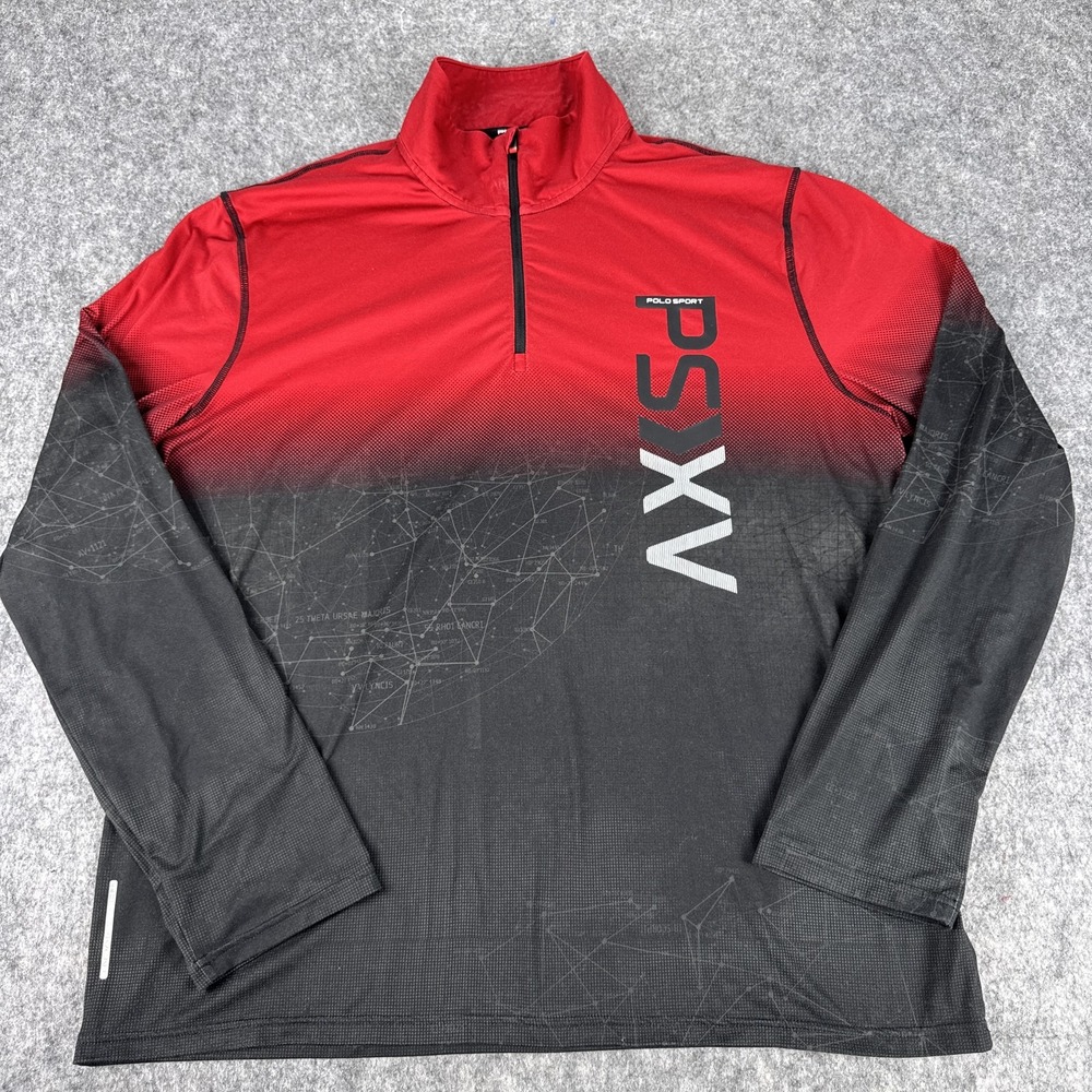 Polo Sport Ralph Lauren Pullover Mens XL Red Black PSXV Quarter Zip Performance